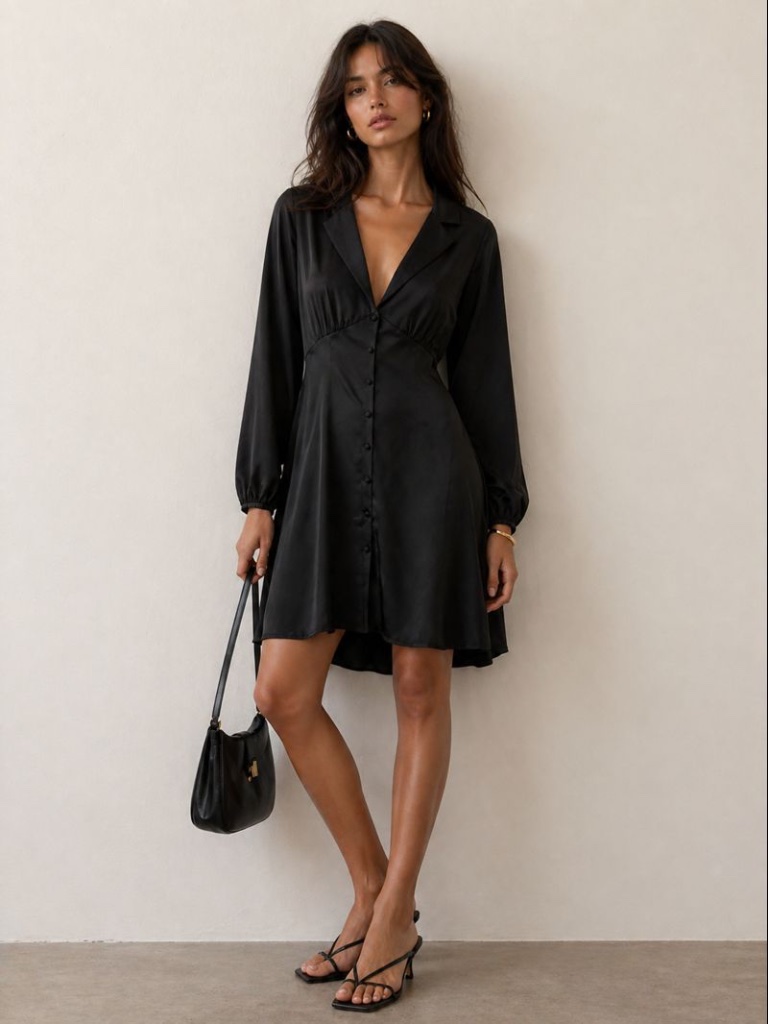 Nwt Zara Long Sleeve Satin Mini Dress - Size Large